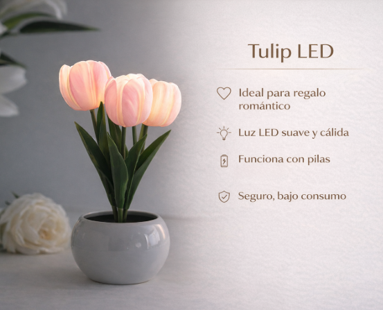 Tulip Led Lampara Rosa