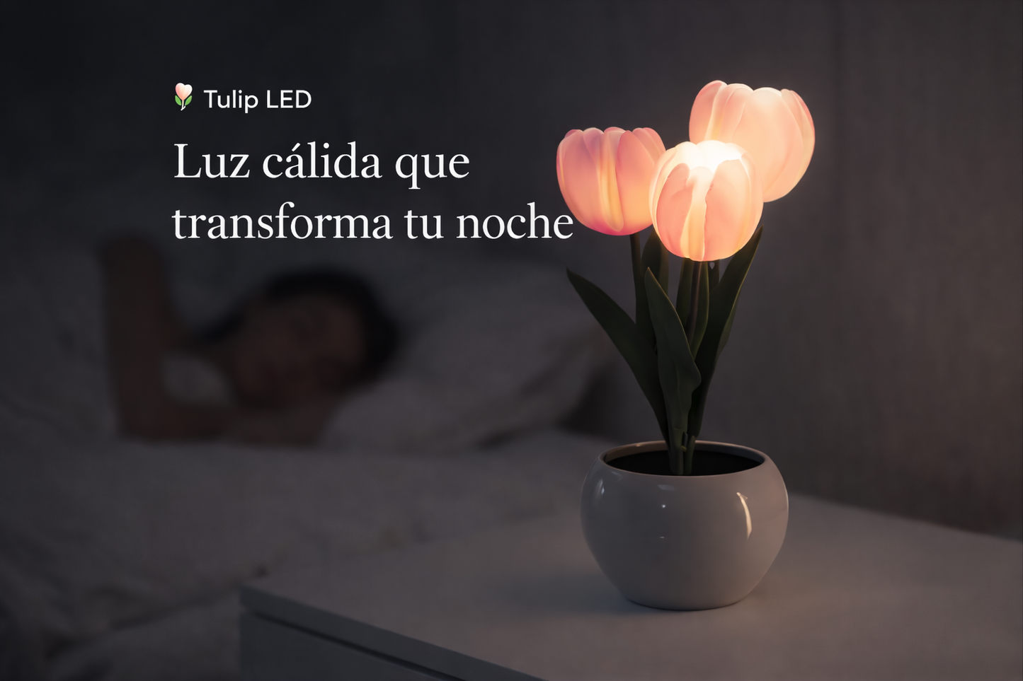 Tulip Led Lampara Rosa